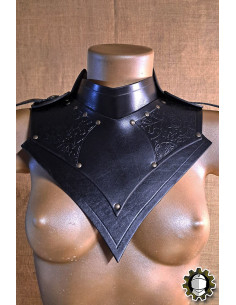 Medieval leather gorget model Senua, black color