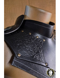 Medieval leather gorget model Senua, black color 2