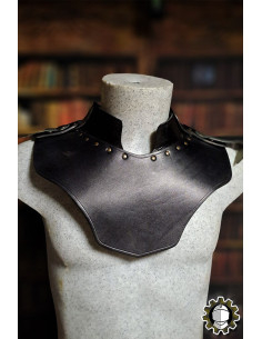 Medieval leather gorget model Cicero, black color