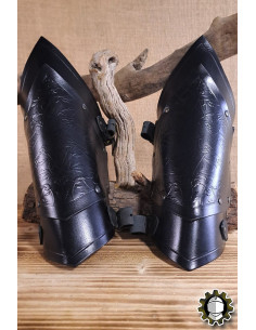 Medieval leather bracelets model Senua, black color