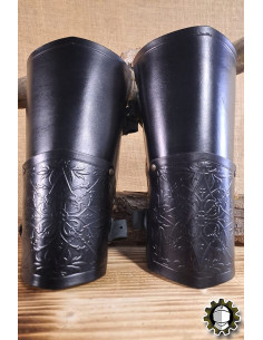 Medieval leather bracelets model Brian, black