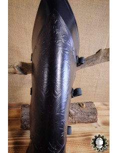 Medieval leather greaves model Senua, black 2