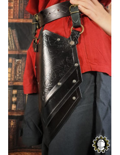 Medieval leather pouches model Senua, black color