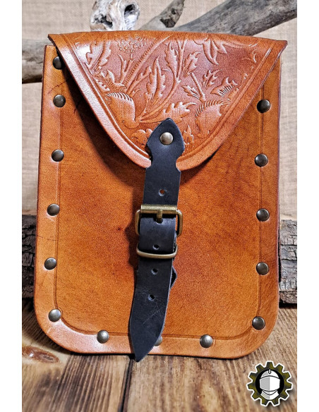 Medieval leather bag model Jerome, brown