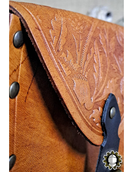 Medieval leather bag model Jerome, brown