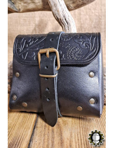 Medieval leather bag model Valeron, black