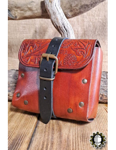 Medieval leather bag model Valeron, brown