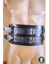 Wide medieval leather belt model Jaret, black