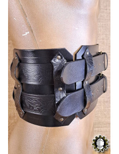 Wide medieval leather belt model Jaret, black 2