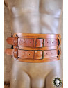 Wide medieval leather belt model Jaret, brown