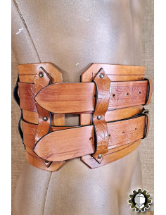 Wide medieval leather belt model Jaret, brown 2