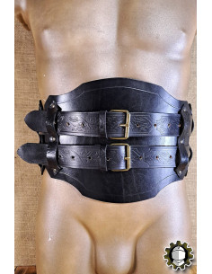 Wide medieval leather belt model Olympus, black color