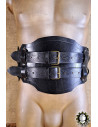 Wide medieval leather belt model Olympus, black color