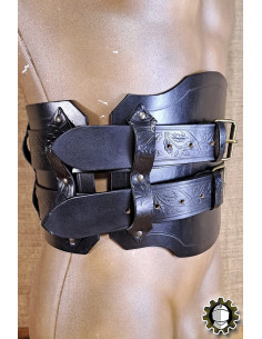 Wide medieval leather belt model Olympus, black color 2