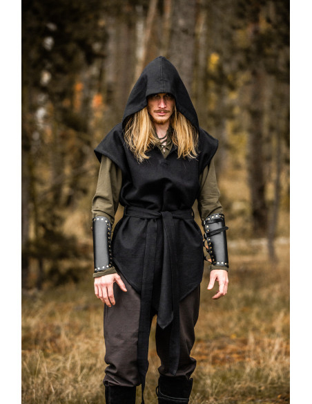 Black medieval archer tunic model...