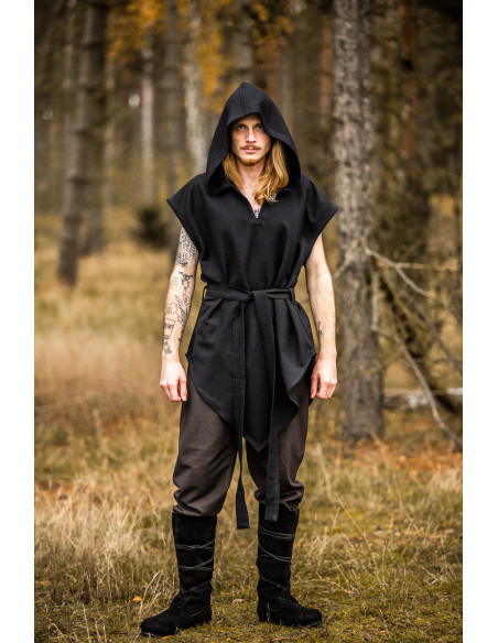Black medieval archer tunic model...