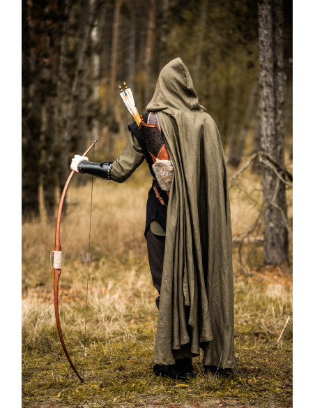 Medieval Mimir Green Cape in Linen