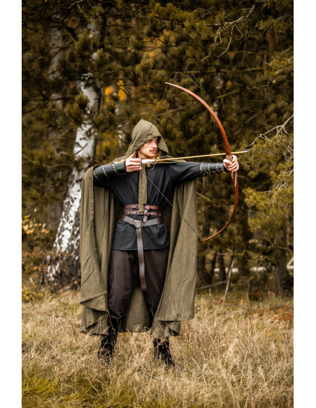 Medieval Mimir Green Cape in Linen