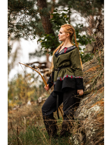 Freydis Viking Tunic in Olive Green