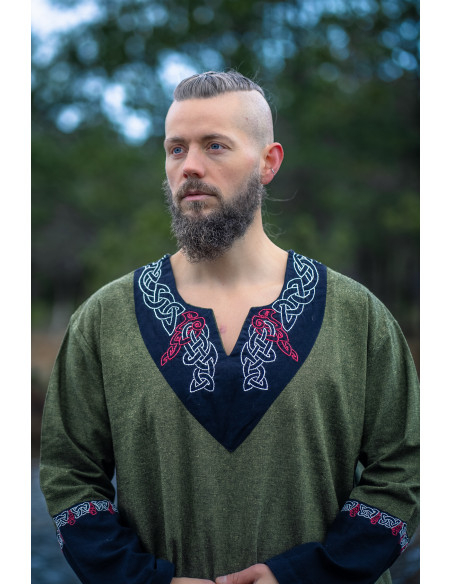 Freydis Viking Tunic in Olive Green