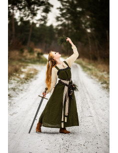 Viking overdress Alena in linen, Olive Green