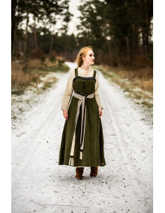 Viking overdress Alena in linen, Olive Green 2