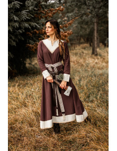 Viking Woman Dress Jorunn, Brown and Beige