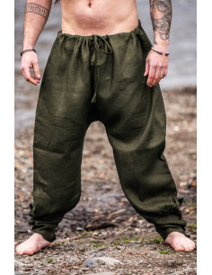 Viking linen pants Wodan, olive green