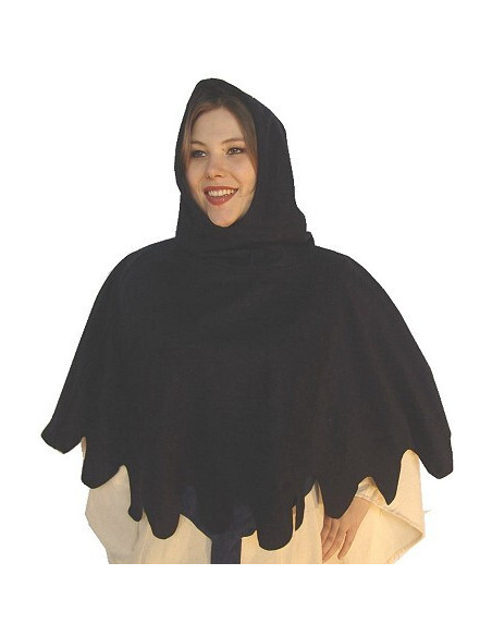 Medieval wool gugel model Henri, black