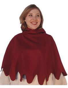 Medieval gugel in wool model Henri, red