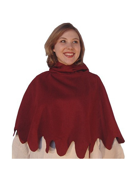Medieval gugel in wool model Henri, red