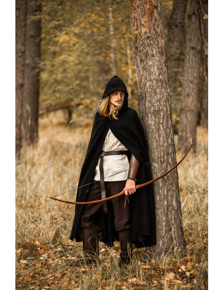 Medieval Thorian Cape in Black Wool