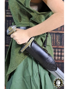 Medieval black leather belt model Jerome