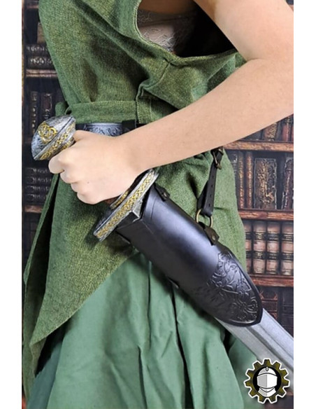 Medieval black leather belt model Jerome