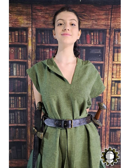 Medieval black leather belt model Jerome