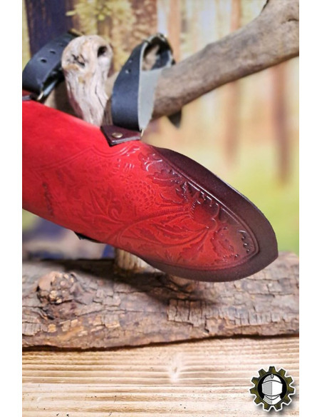 Medieval red leather belt model Jerome