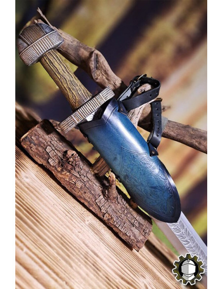 Medieval blue leather sword belt...