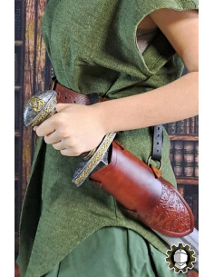 Medieval brown leather sword belt model Jerome