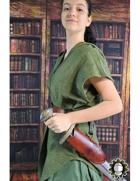 Medieval brown leather sword belt...