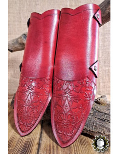 Medieval double leather red holster model Jerome