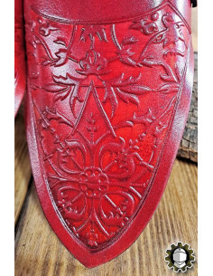 Medieval double leather red holster model Jerome 2