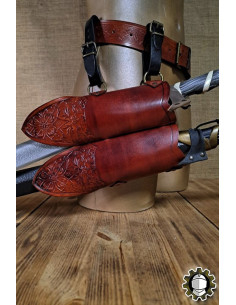 Medieval double leather brown holster model Jerome