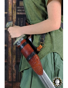 Medieval tahalí Brian, right-hand brown leather