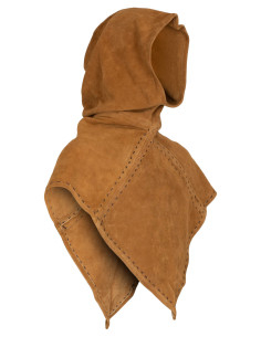 Medieval gugel in beige suede