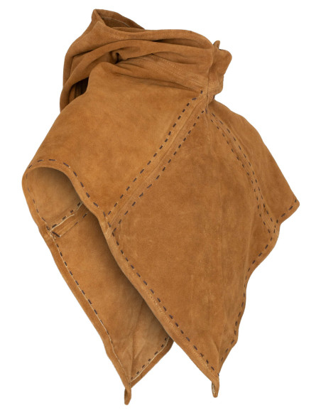 Medieval gugel in beige suede