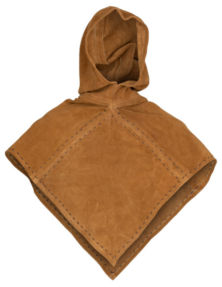 Medieval gugel in beige suede