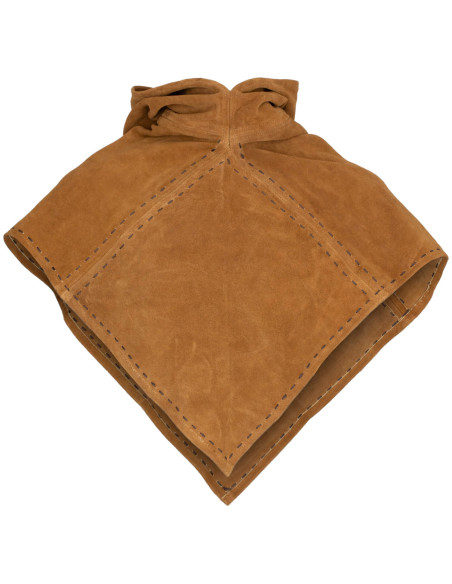 Medieval gugel in beige suede