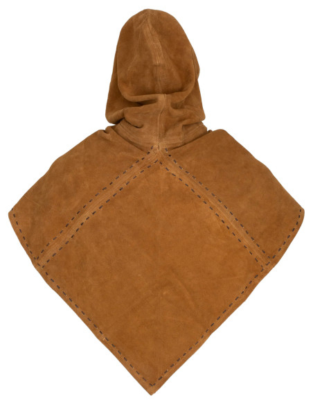 Medieval gugel in beige suede