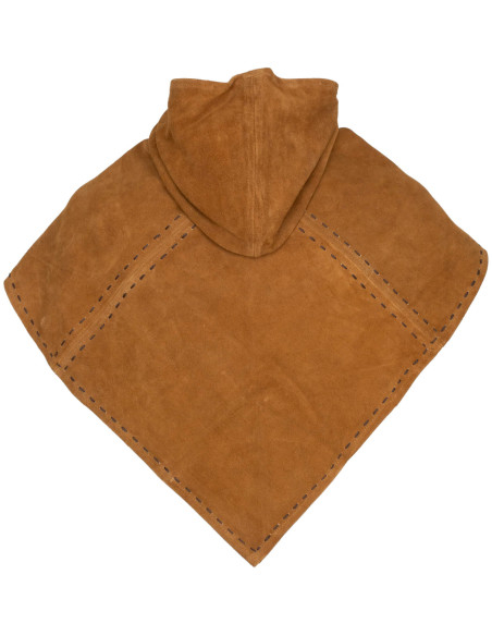 Medieval gugel in beige suede