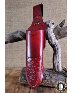 Medieval dagger sheath red leather model Jerome